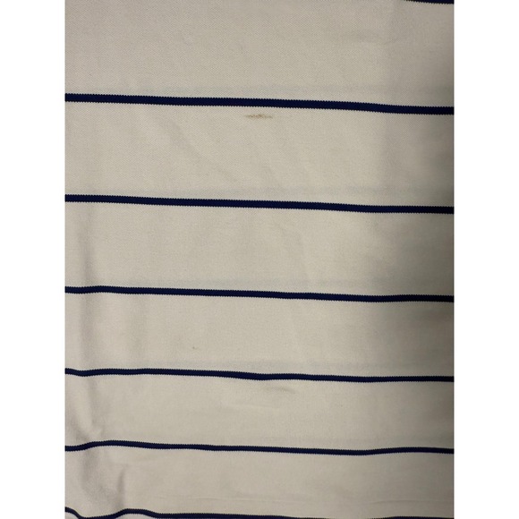 Ralph Lauren Polo Golf Mens XL Beige Navy Stripe Performance Polo Shirt Tip Top - Picture 5 of 10